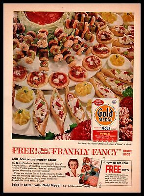 1959 Gold Medal Flour "Frankly Fancy Foods" Recipe Book Offer Vintage Print Ad