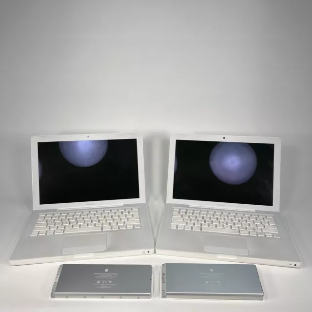 Lot of 2 Apple MacBook 13.3" Laptops White Model A1181 For Parts or Repair Read