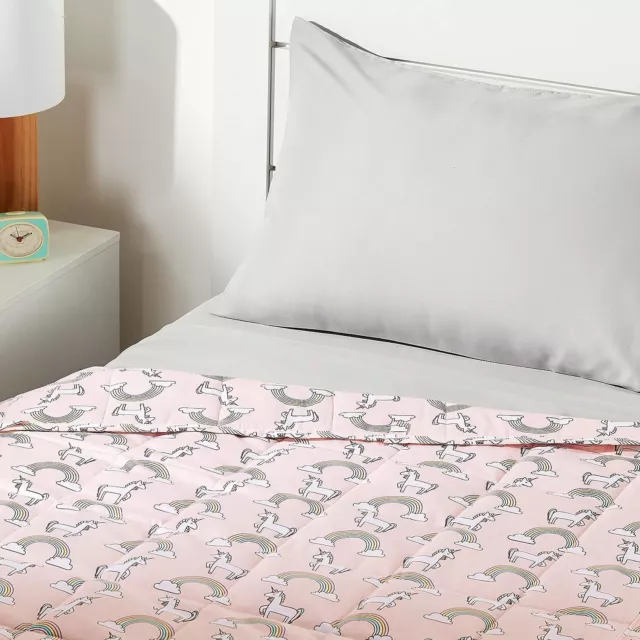 Couverture enfants lestée en coton (2,2kg) rose et motif licorne - Amazon Basics