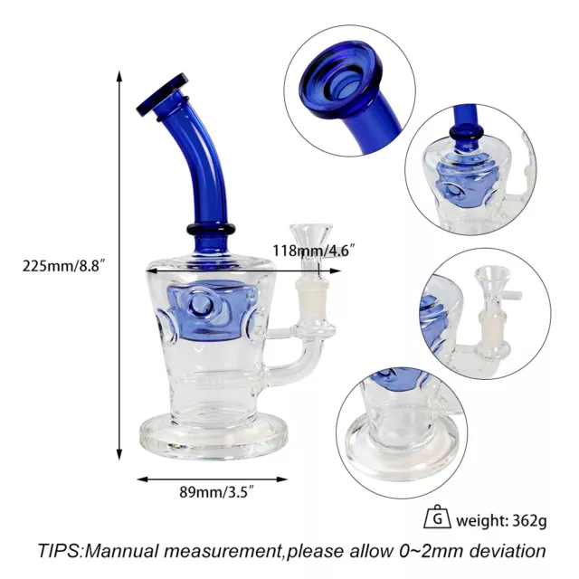 9 inch Heavy Thick Glass Hookah Percolator Party Smoking Water Pipe Bong Bubbler