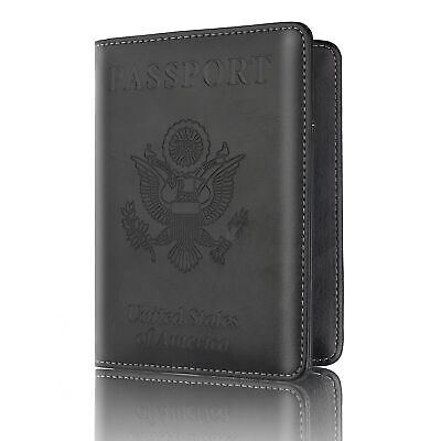 Anti-Theft RFID Blocking Leather Passport Holder ID Credit Card Cover Wallet USA