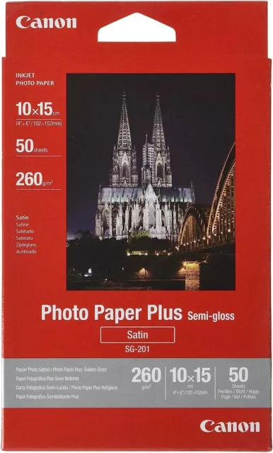 Canon SG-201 Semi-Gloss 4 x 6 inch Photo Paper - 50 Sheets