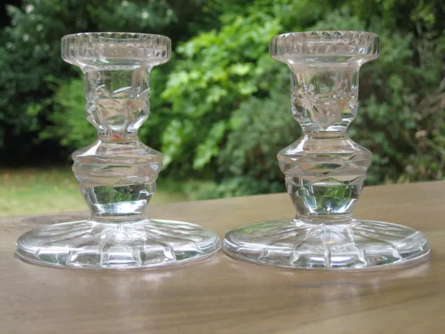GALWAY CRYSTAL CANDLESTICKS SIGNED LABELS LOVELY x 2 EX. CON FREE P&P