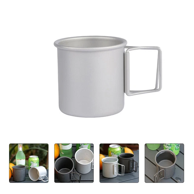 2 piezas Vaso de agua de mango plegable Vaso de agua de aleación de aluminio portátil