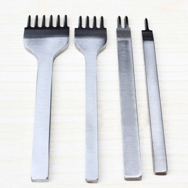 4 piezas agujero cuero artesanal juego de herramientas punzón grabado punzón perforador 4 mm 1+2+4+6 lápiz