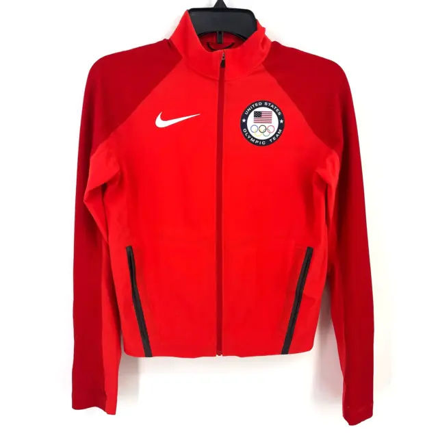 Nike USA Olympic Team Red Windbreaker Jacket Womens Size XS