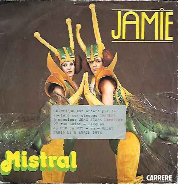 Mistral: Jamie / Nectar [Vinyle 45 Tours 7"] 1977 - Vinyle dédicacé à John Stark