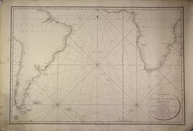 Carte Marine ancienne de la partie méridionale de l'Océan Atlantique