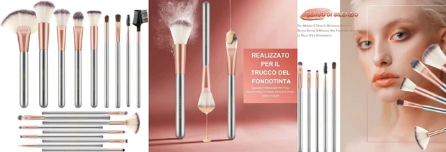 Nestling Set di Pennelli Per Trucco da 18 Pezzi, Champagne 18