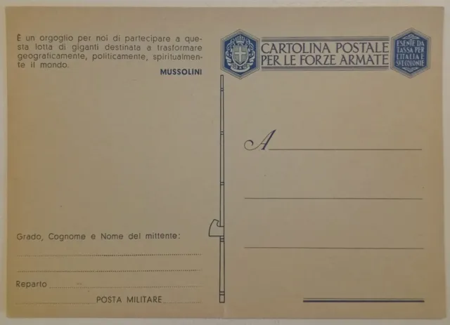 Cartolina Militare In Franchigia 1942 Nuova Vedi...