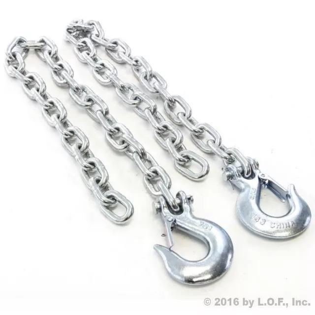 3/8" x 35" Safety Chain for Towing with Slip Hook 17,000 LB Trailer Tow Pair