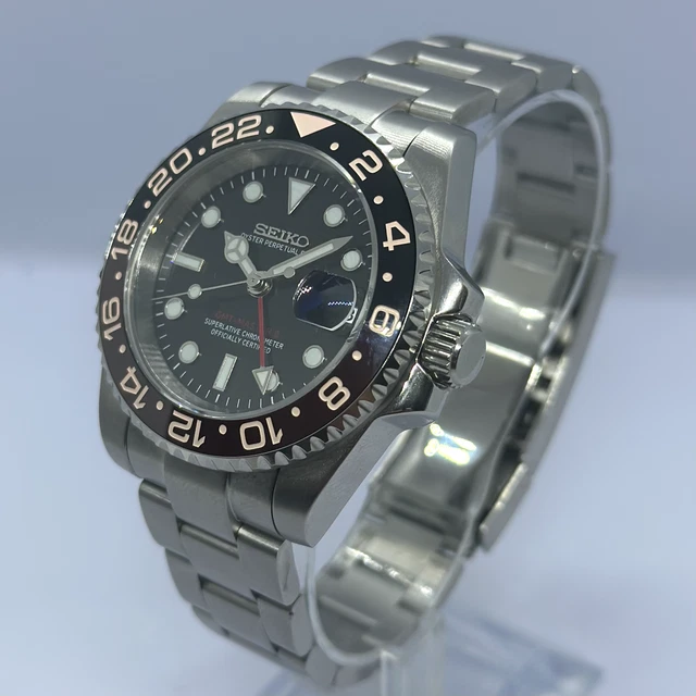 SEIKO GMT ROOTBEER Mod NH34 40mm Automatic Watch Oyster Jubilee seiko-gmt-rootbeer-mod-nh34-40mm-automatic-watch-oyster-jubilee