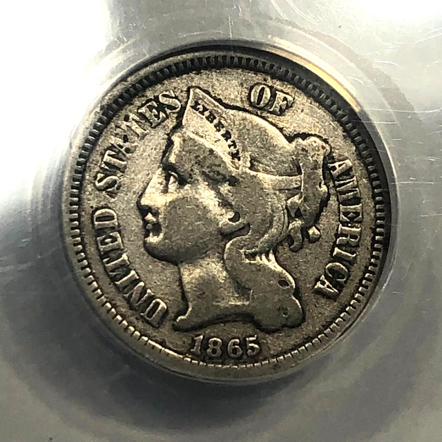 1865 Three Cent Nickel Piece 3C US Type Coin 1865 Three Cent Nickel Piece 3C US Type Coin