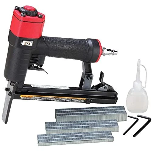 3PLUS H7116LSP-KT 22 Gauge 3/8-Inch Crown Pneumatic Upholstery Stapler Black