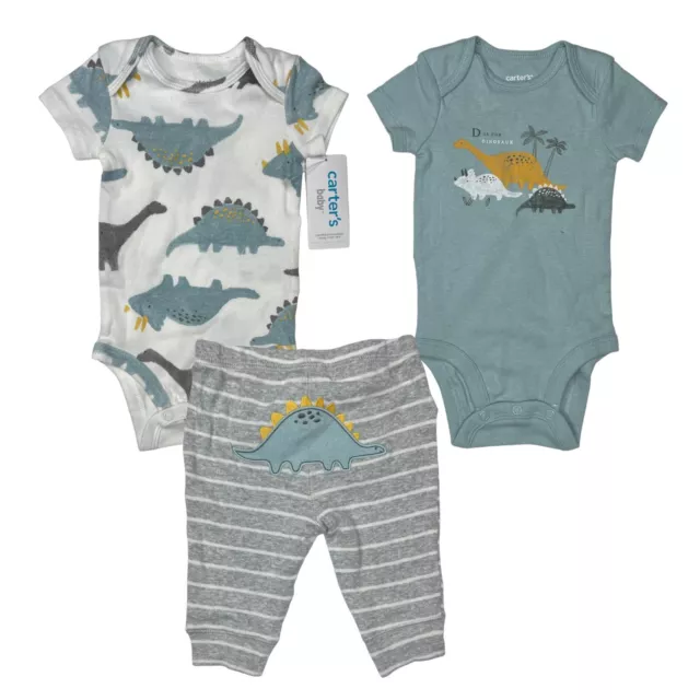 Carters size 3 Months Baby boy 3 pc Dinosaur Outfit Set Pants Bodysuit New