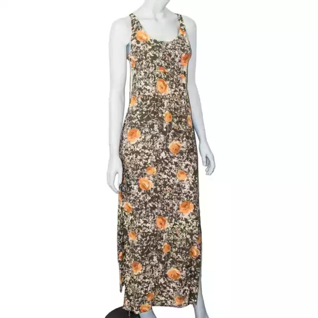 For Love And Lemons Midnight Cowgirl Maxi Dress Tan and Orange Roses Size XS