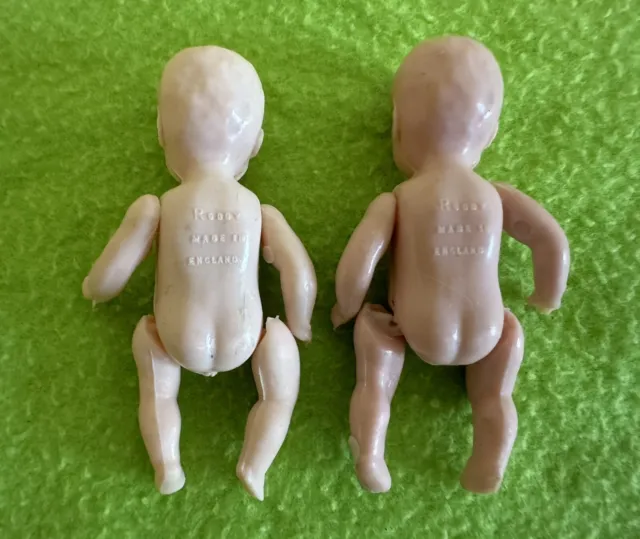 VINTAGE RARE TINY RODDY DOLLS X2 MADE IN ENGLAND / 8cm Tall .
