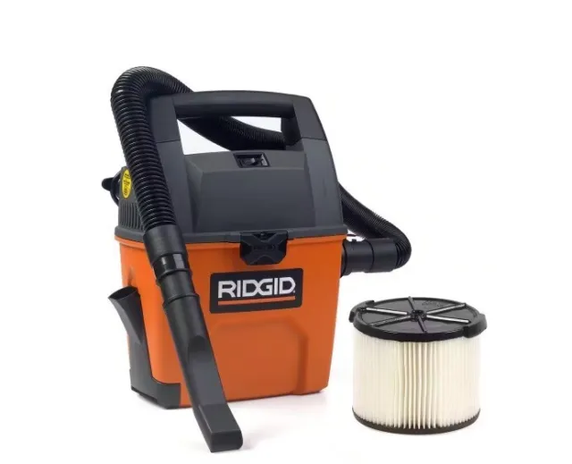 RIDGID 3 Gallon 3.5 Peak HP Portable Wet/Dry Shop Vacuum with Built in Dust Pan