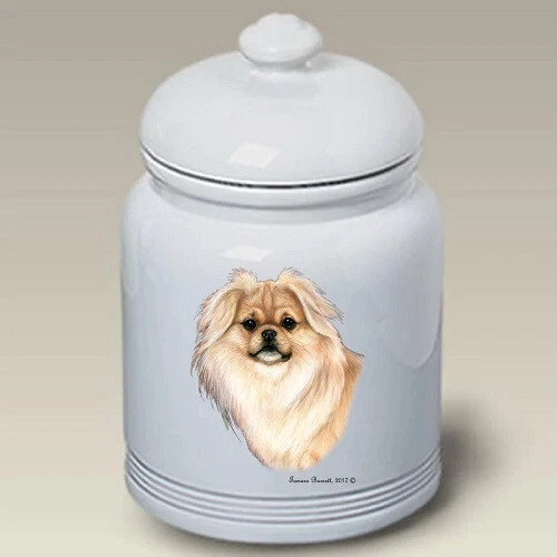 Cream Tibetan Spaniel Ceramic Treat Jar TB 34475