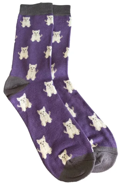 Westie Dog Socks Mens Novelty Fun Dogs Print Purple Grey West Highland Terriers