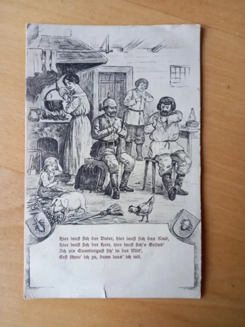 Feldpostkarte "Hier laust sich der Vater, hier laust sich das Kind...." 1916