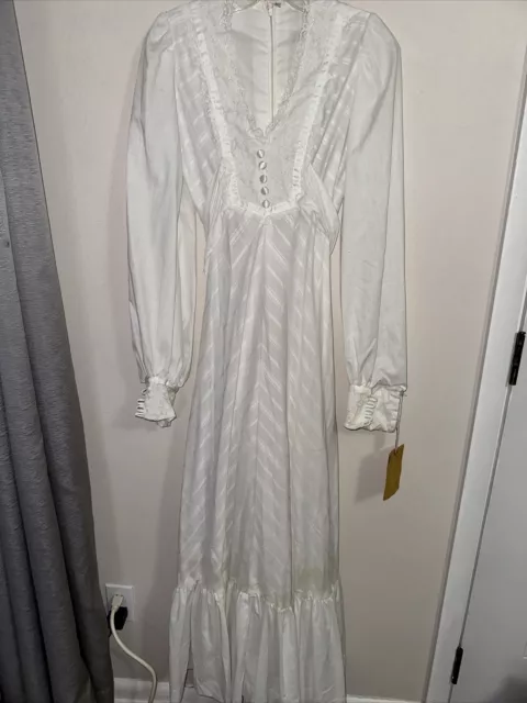 NEW NWT Vintage Victorian lace cottagecore unbranded White  dress Sz Small 7 3