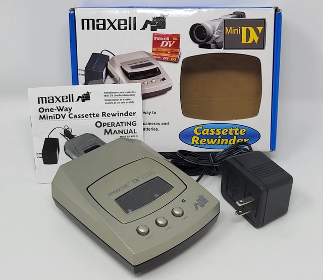 MAXELL MINI DV Cassette Rewinder MDV/RW1 with Box Tested Working 49.