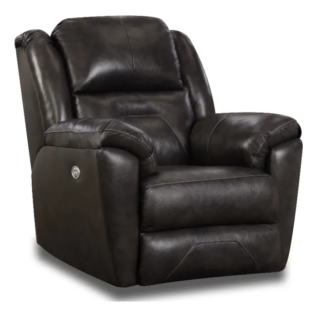 Southern Motion Pandora Leather Power Rocker Recliner with USB in Slate Brown