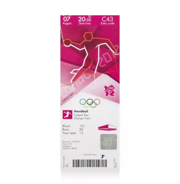 UNSIGNED London 2012 Olympics Ticket: Handball, August 7th  Autograph