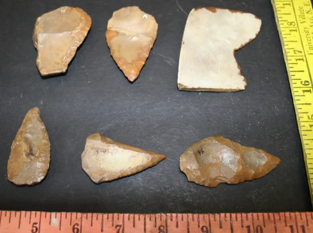 6 Egyptian Faiyum Predynastic Flint Flaked Hand Stone Tools 7400-6400 BC #2