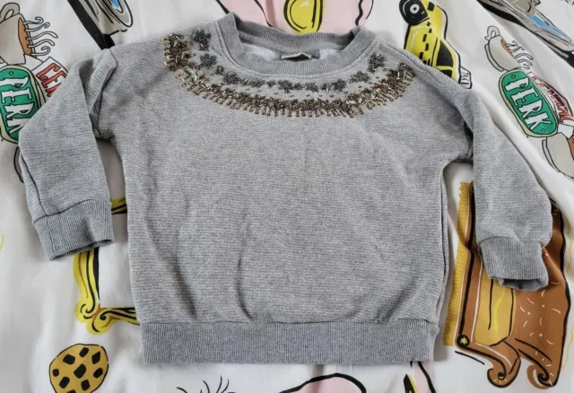 Maglione con perline grigio e oro Next età 4 anni in perfette condizioni combinazione spedizione costruire un pacchetto