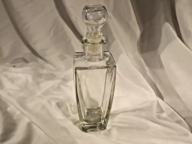 Vintage Depose Kefla Clear Glass Bottle With Stopper Perfume Liquor 8" tall 20CL