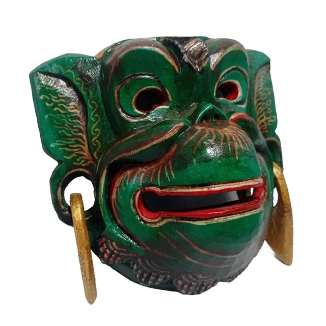 Indonesia Balinese Monkey Wooden Mask Green Barong Wall Art Hanging Last one!!