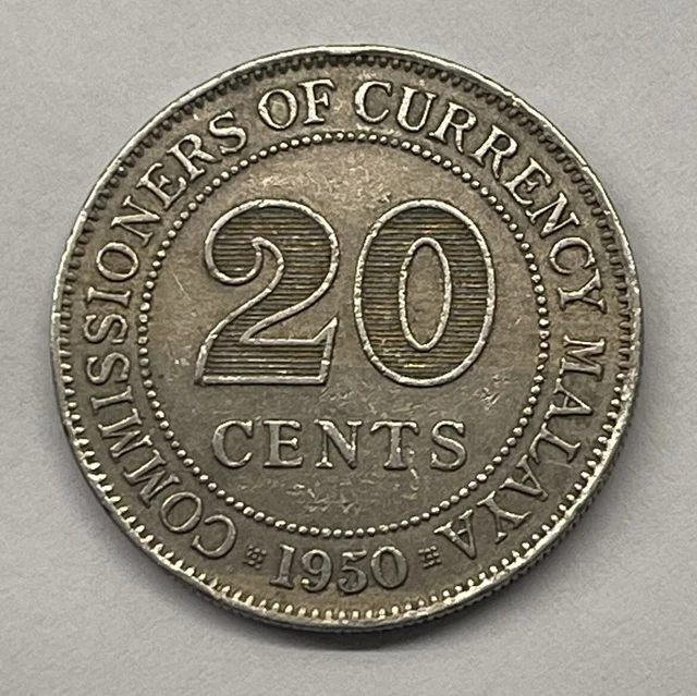 1950 Malaya King George VI 20 Cent Coin - Extremely RARE