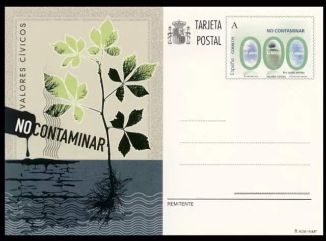 España Spain Entero Postal ( tarjeta ) 191 2012 Valores Cívicos No contaminar