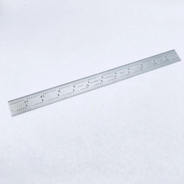 STARRETT C604R-12 12" Steel Rule, Spring Tempered 4R Grad