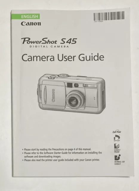 Canon Powershot S45 Digital Camera User Instruction Guide Manual 181 Pages 2002