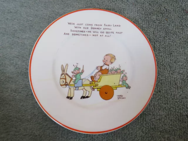 Vintage Shelley China Mabel Lucie Attwell Plate Fairy Land Donkey c1930