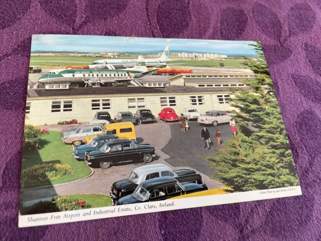 @1965. Aer Lingus viscount + PA DC-8 at Shannon Ireland airport cont/l postcard