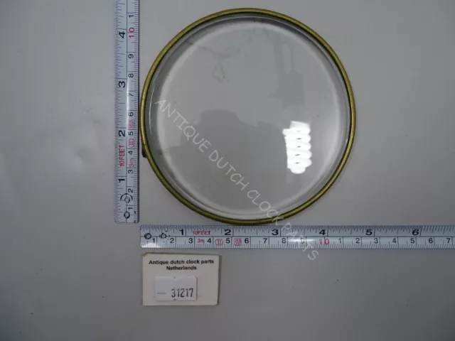 Round Flat Beveled Glass In Brass Frame Door 4 3/8″ Or 11,2 Cm Wide