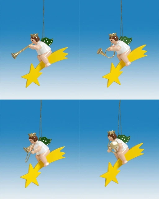 CHRISTBAUM BAUMBEHANG 4TEILIG Engel auf Sternschnuppe mit Krone Höhe