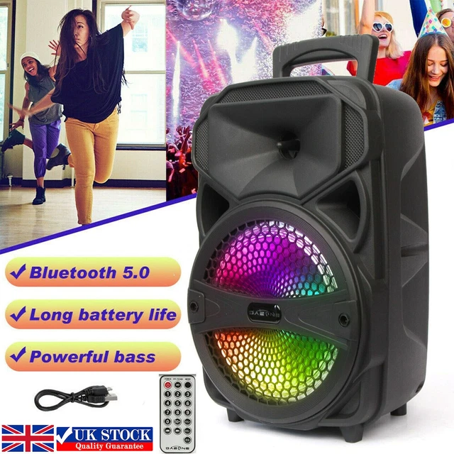 8'' 1000W Portable Bluetooth Speaker Subwoofer Heavy Bass Sound System Party FM