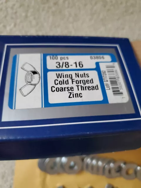 3/8"-16 Wing Nuts Zinc Plated COARSE Thread #100 And Washers.