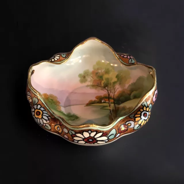 Hand Painted Nippon Japanese Morimura Bowl Cottage Landscape