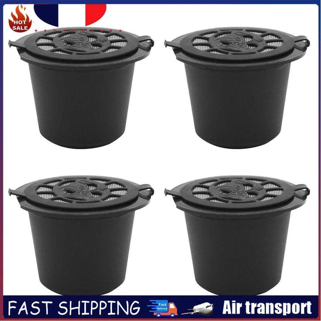 4pcs/set Reusable Coffee Capsule Filter Shell for Nespresso Machine (Black)