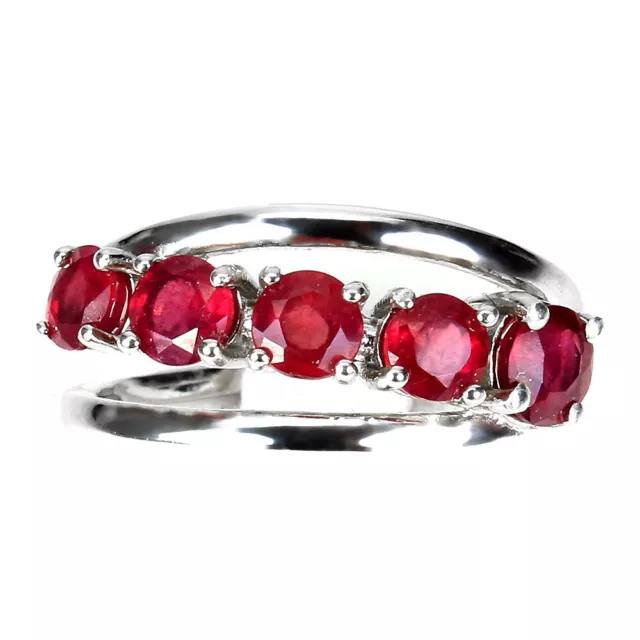 Heated Round Ruby 5mm Simulated Cz White Gold Plate 925 Sterling Silver Ring 9