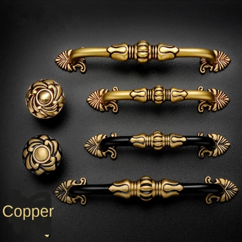 European Copper Door Handle Antique Drawer Pulls Cabinet Handles Knobs Hardware