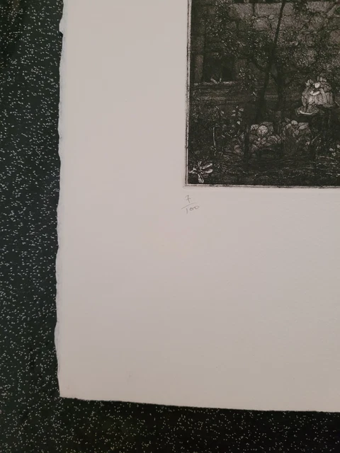 Lithographie signée et numérotée décor d'oiseau et de chat signature à identifie 10