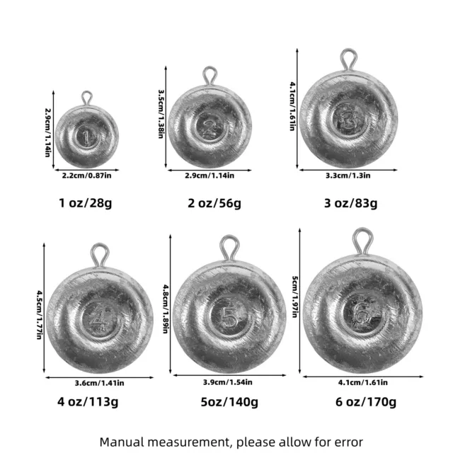 1oz-16oz Fishing Disc Sinkers Coin Sinkers Fishing Weights Fishing Lead Weights