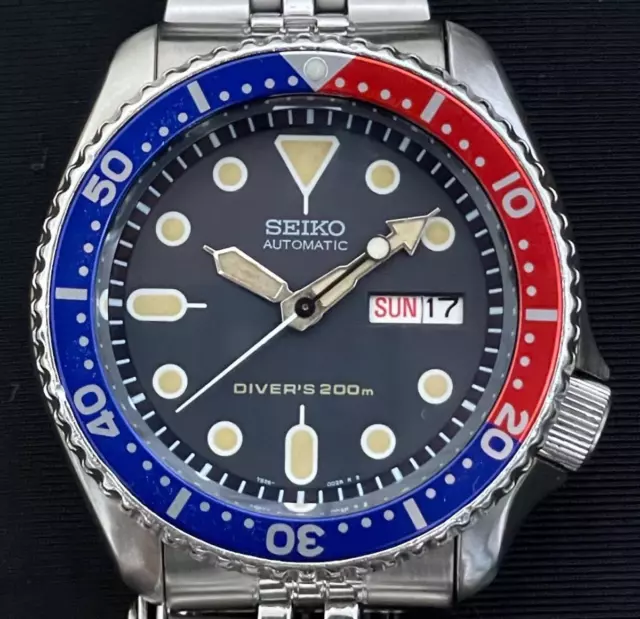 Seiko Divers Watch Scuba 7S26-0020 SKX009 Pepsi Navy Automatic 200m